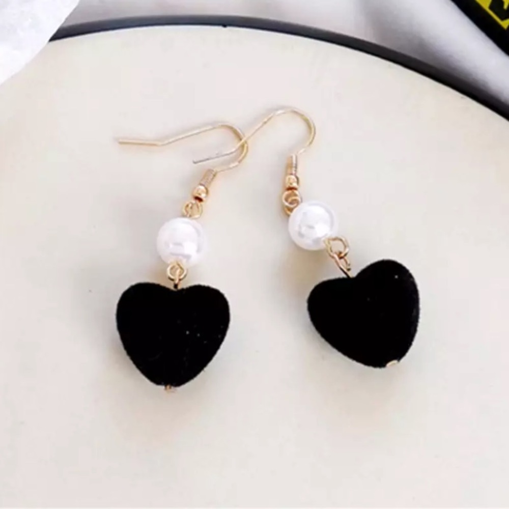 Black Velvet Heart Earrings